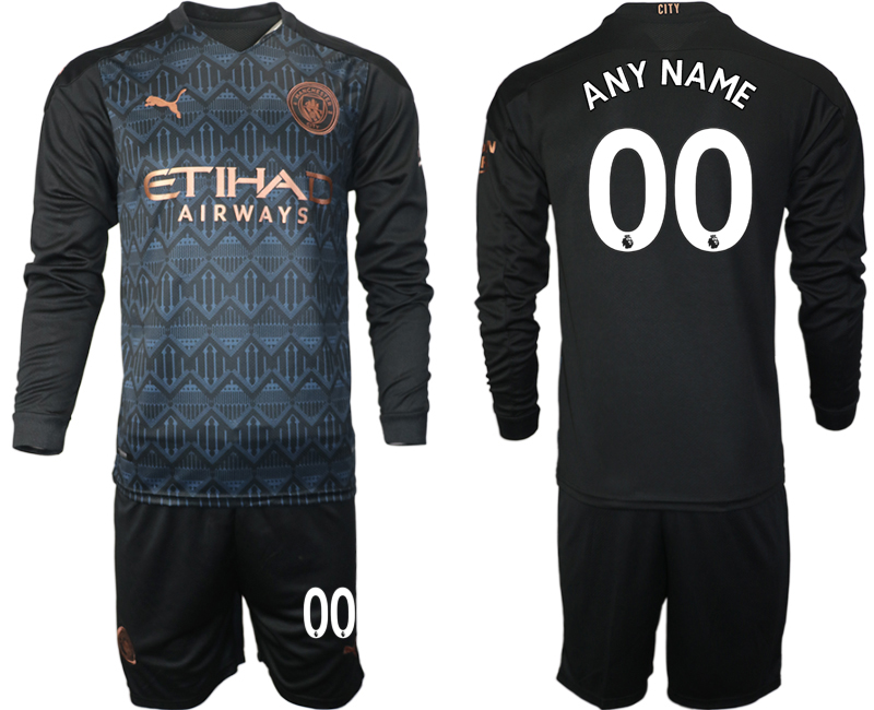 Men 2021 Manchester city home long sleeve custom soccer jerseys->youth soccer jersey->Youth Jersey